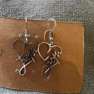 Faith in heart earrings. $6 each or 3 for $15.